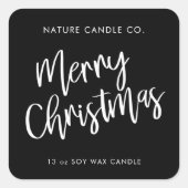 Merry Christmas Minimalist Soy Candle | Modern  スクエアシール (正面)