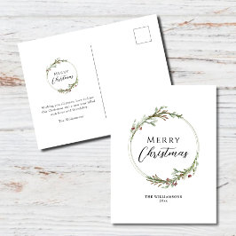 Merry Christmas Minimalist Wreath シーズンポストカード