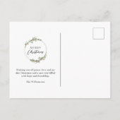 Merry Christmas Minimalist Wreath シーズンポストカード (裏面)