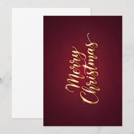  "Merry Christmas" mit goldglänzender Schrift 招待状 (正面/裏面)