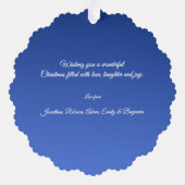 Merry Christmas Modern Blue Snowflakes オーナメントカード (裏面)