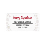 Merry Christmas Modern Chic Calligraphy Snowflakes ラベル (正面)