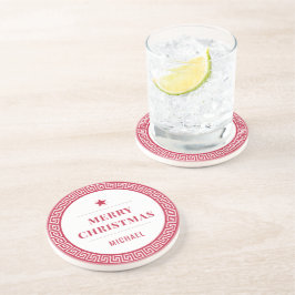 Merry Christmas Modern Chic Elegant Red Holiday  コースター