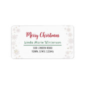 Merry Christmas Modern Chic Typography Snowflakes ラベル (正面)