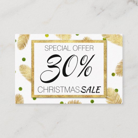 Merry Christmas Modern Gold Glitter 割引カード (正面)