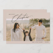 Merry Christmas, Modern Minimalist Family Photo シーズンカード (正面/裏面)