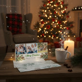 Merry Christmas Modern Pineneedle 3 Photo Collage シーズンカード