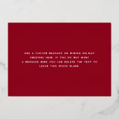 Merry Christmas modern script deep red photo 箔シーズンカード (裏面)