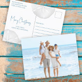 Merry Christmas Modern Simple Blue Sand Dollar シーズンポストカード