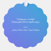 Merry Christmas Modern Snowflake Purple Blue オーナメントカード (裏面)