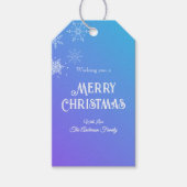 Merry Christmas Modern Snowflake Purple Blue ギフトタグ (正面)