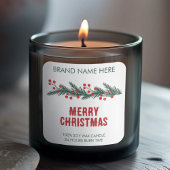 Merry Christmas | Modern Wreath Candle Labels スクエアシール