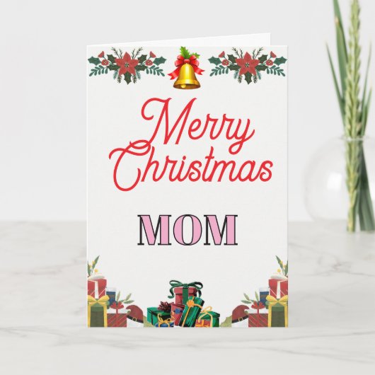 Merry Christmas MOM Folded Greeting Card カード (正面)