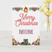 Merry Christmas MOM Folded Greeting Card カード (黄色い花)