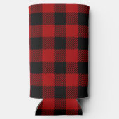 Merry Christmas Monogram Wreath Buffalo Plaid スリム缶クーラー (裏面)