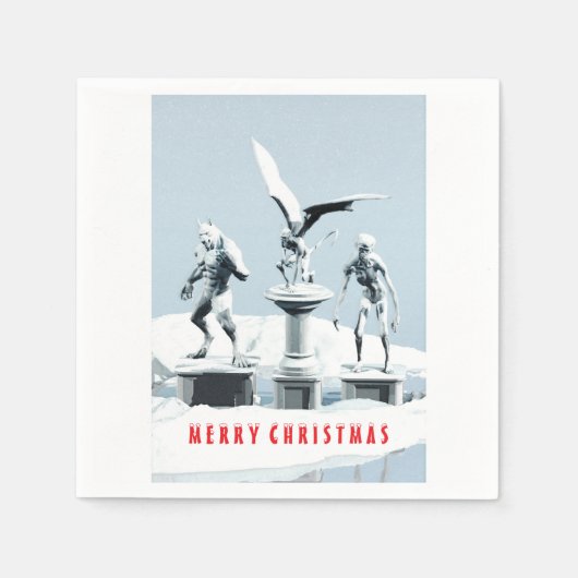 Merry Christmas. Monster ice sculptures スタンダードカクテルナプキン (正面)
