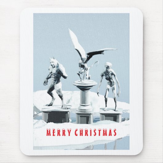 Merry Christmas. Monster ice sculptures マウスパッド (正面)