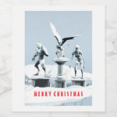 Merry Christmas. Monster ice sculptures ワインラベル (シングルラベル)