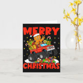 Merry Christmas Monster Truck Funny Gingerbread Me カード (黄色い花)