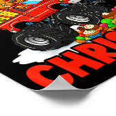 Merry Christmas Monster Truck Funny Gingerbread Me ポスター (角)