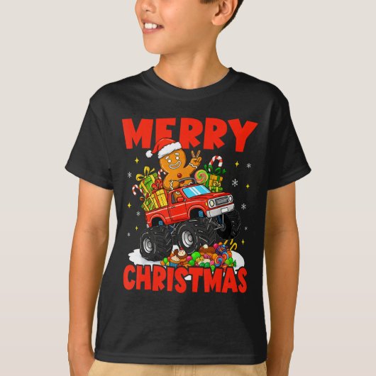 Merry Christmas Monster Truck Funny Gingerbread Me Tシャツ (正面)
