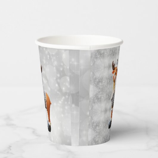 Merry Christmas moose wearing a hat      紙コップ (右)