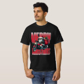 Merry Christmas – Motorcycle Santa Design Tシャツ (正面フル)
