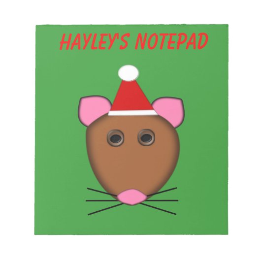Merry Christmas Mouseカスタマイズ可能メモ帳 ノートパッド (正面)
