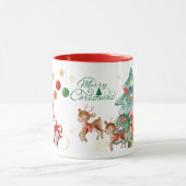 Merry Christmas Mug – Santa & Flying Reindeer マグカップ (中央)