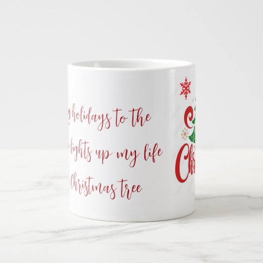 Merry Christmas Mug with Romantic Quote ジャンボコーヒーマグカップ (正面)