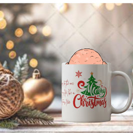 Merry Christmas Mug with Romantic Quote ジャンボコーヒーマグカップ