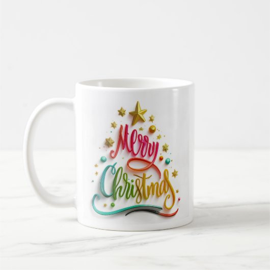 Merry Christmas Multi Coloured  Mug コーヒーマグカップ (左)
