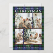 Merry Christmas Multi Photo Green Plaid シーズンカード (正面)