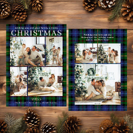 Merry Christmas Multi Photo Green Plaid シーズンカード