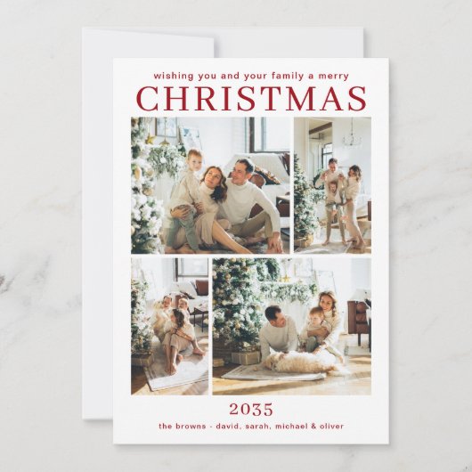 Merry Christmas Multi Photo Holiday Card シーズンカード (正面)