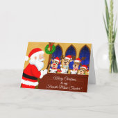 Merry Christmas Music Teacher Santa with Reindeer カード (正面)