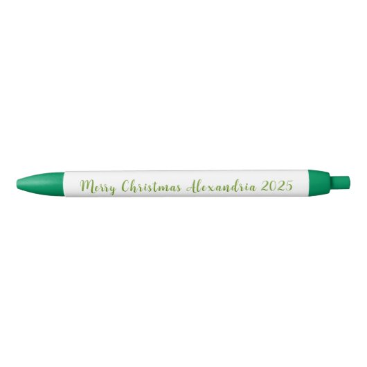 Merry Christmas Name 2025 in Green 黒ボールペン (正面)