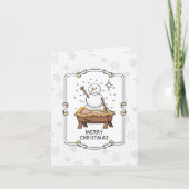 Merry Christmas Nativity Baby Jesus Snowman カード (正面)