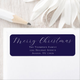 Merry Christmas Navy Blue Return Address Label ラベル