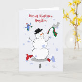 Merry Christmas Neighbor Snowman Holiday Card      カード (黄色い花)