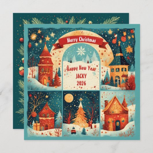 Merry Christmas New Year 2026 招待状 (正面/裏面)