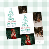 Merry Christmas New Year Colorful 3 Photo Collage  シーズンカード