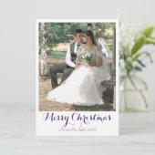 Merry Christmas Newlywed Photo Midnight Purple シーズンカード (スタンド正面)