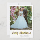 Merry Christmas Newlywed Photo Soft Gold シーズンカード (正面)