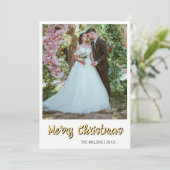 Merry Christmas Newlywed Photo Soft Gold シーズンカード (スタンド正面)