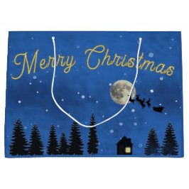 Merry Christmas Night Sky Gift Bag ラージペーパーバッグ
