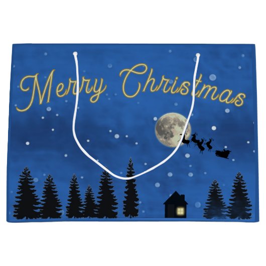 Merry Christmas Night Sky Gift Bag ラージペーパーバッグ (正面)