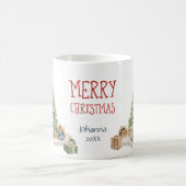 Merry Christmas Nostalgic Cute Animal Keepsake コーヒーマグカップ (中央)