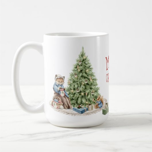 Merry Christmas Nostalgic Cute Animals Memory コーヒーマグカップ (左)