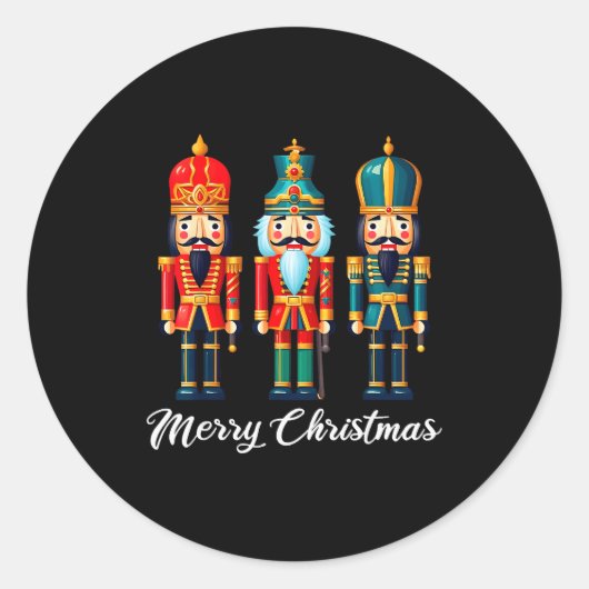 Merry Christmas Nutcracker Ballet Festive Xmas Men ラウンドシール (正面)
